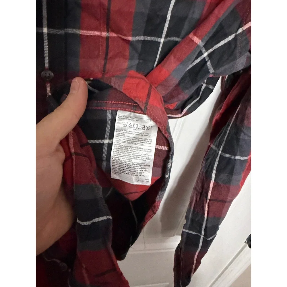 Banana Republic Shirt Mens L Lightweight Flannel Red Plaid Button Down EUC